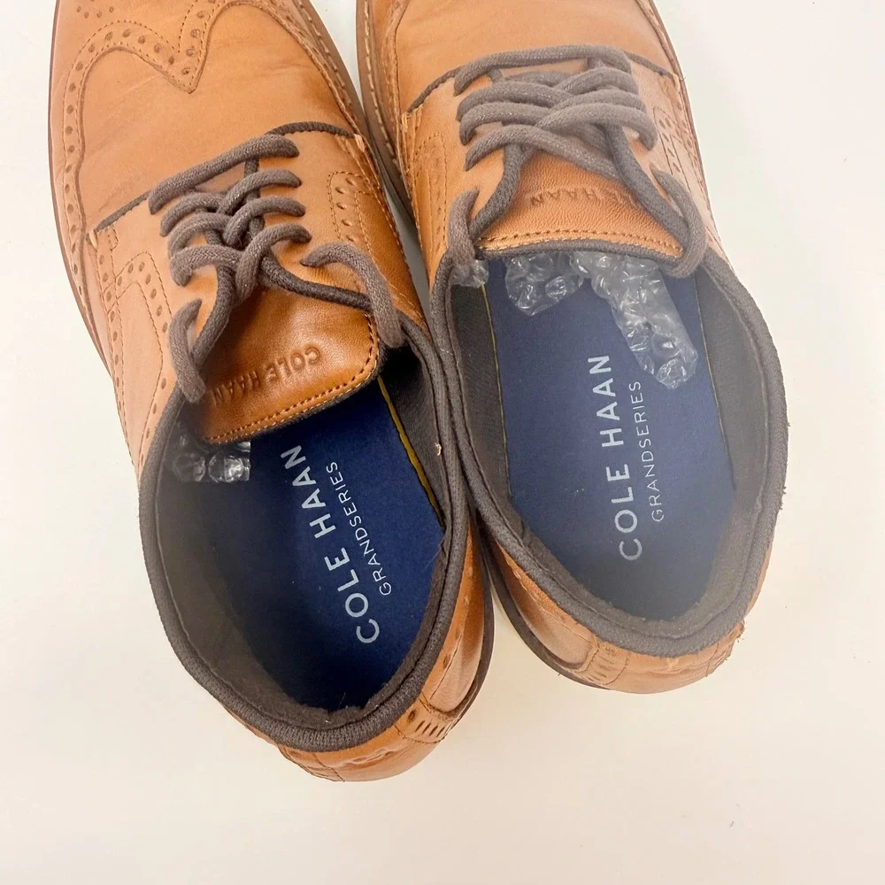 Cole Haan Mens Size 8M GrandSeries Wingtip Oxford British Tan Leather C34120
